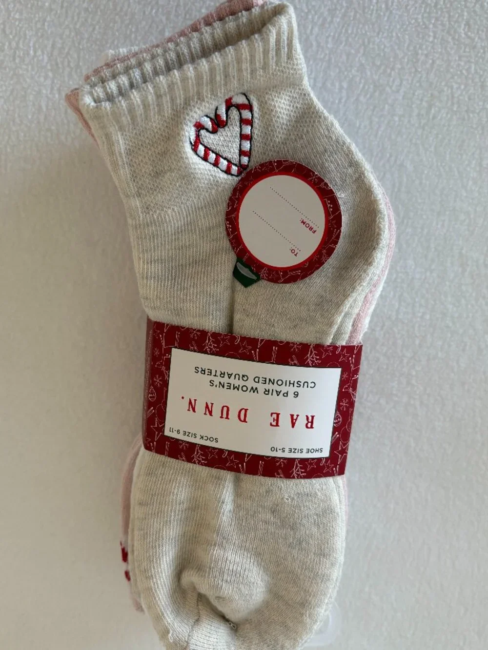 NWT - Rae Dunn 6 pr Women's Cushioned Quarter Socks - Holiday Collection